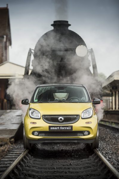 Smart ForRail at the Bluebell Railway, Sussex, 22 June 2015 Mercedes-Benz Smart Car. Train Photo: James Lipman / jameslipman.com