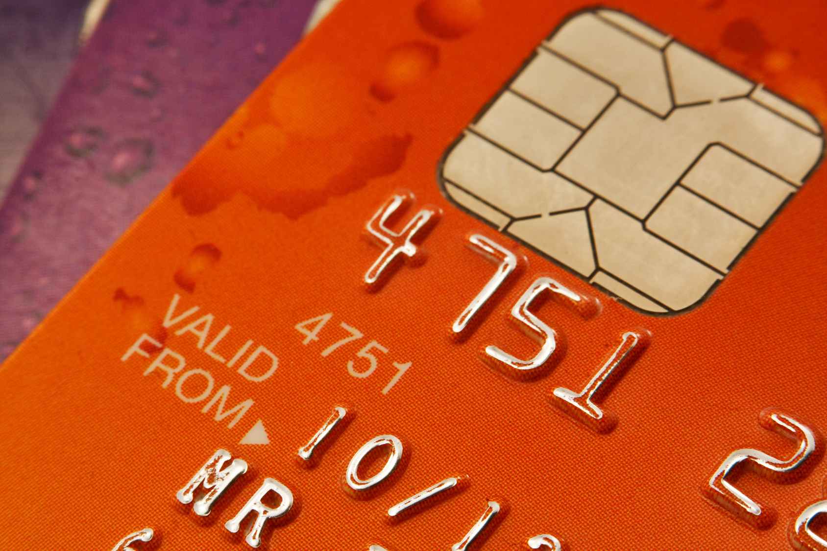 Plastic Bank cards with focus on the Chip and pin security device