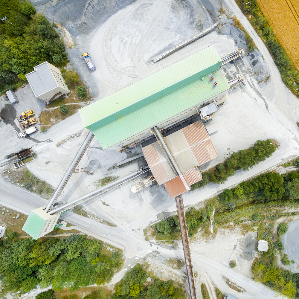 Aerial view of open cast mine. Industrial landscape.