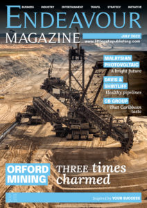 Cover for the July Magazine, featuring Orford Mining as the lead article and a mining rig as the main image