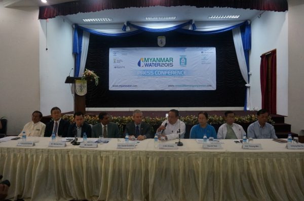 (from left) U. Khin Maung Htaey, MES; Dr. Katsuyuki Kadota, Oji Holdings Corporation; Mr. Michael Rico, Manila Water; Mr. M. Gandhi, UBM Asia; H. E. Daniel Zonshine, Embassy of Israel; U. Win Khaing, MES; Daw Si Than, MES; Col. Thoung Win, MES; U. Aung Soe Oo, Supreme Water (PRNewsFoto/UBM Asia (Malaysia))
