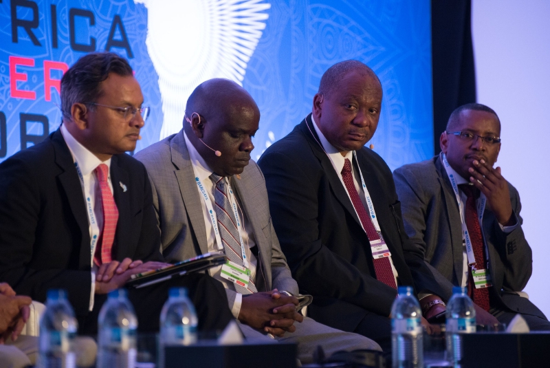 Speakers participating in a panel discussion at the Africa Energy Forum 2015 (PRNewsFoto/EnergyNet)